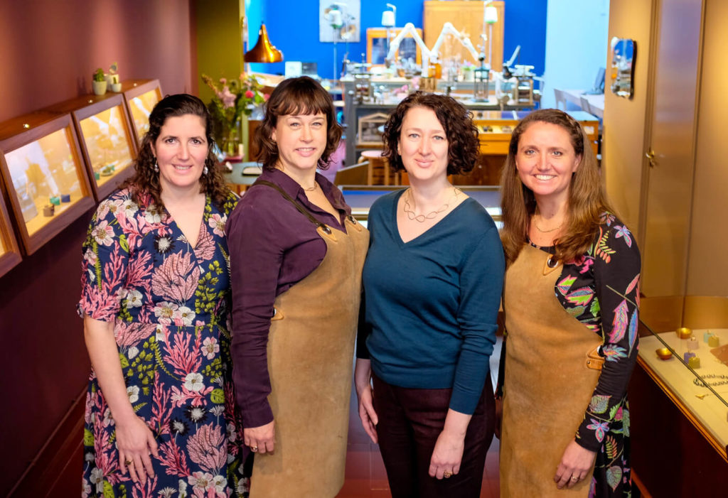 The Oogst goldsmith team: f.l.t.r. Yael, Lotte, Ellen  & Nathalie