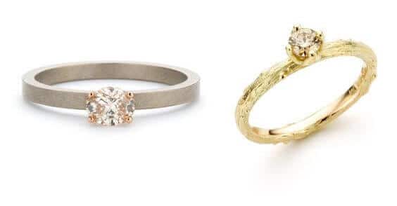Bijzondere verlovingsring Witgouden ring met diamant. Geelgouden ring met diamant. Blog alles over verlovingsringen. Oogst Amsterdam