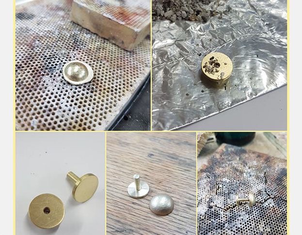 Maakproces Geelgouden manchetknopen. Assieraad. Yellow gold cufflinks. Remembrance jewel. Oogst goudsmid Amsterdam