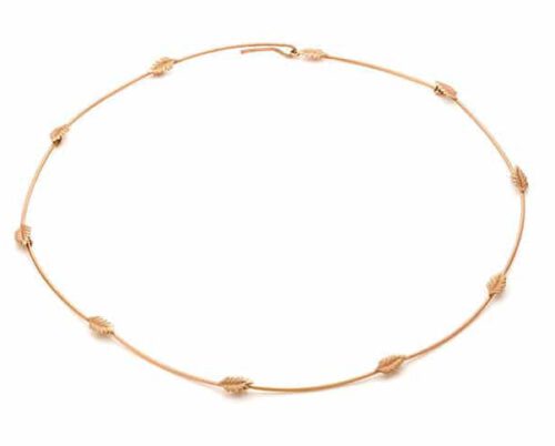 Roségouden collier met blaadjes. Oogst goudsmeden Amsterdam.