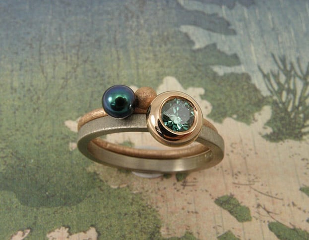 gouden verlovingsring * boleet & diamant: geoogst - Afbeelding 2