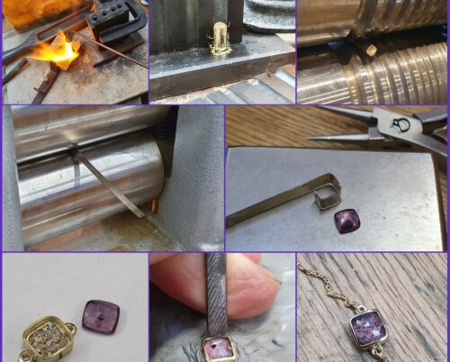 Maakproces assieraad Armband geelgoud met amethist. Bracelet yellow gold with amethyst. Conmemorative jewel. Making of. Oogst Amsterdam