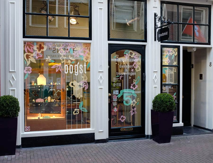 The Oogst Jewellery shop, celebrating 5 years in the Jordaan area in 2016.