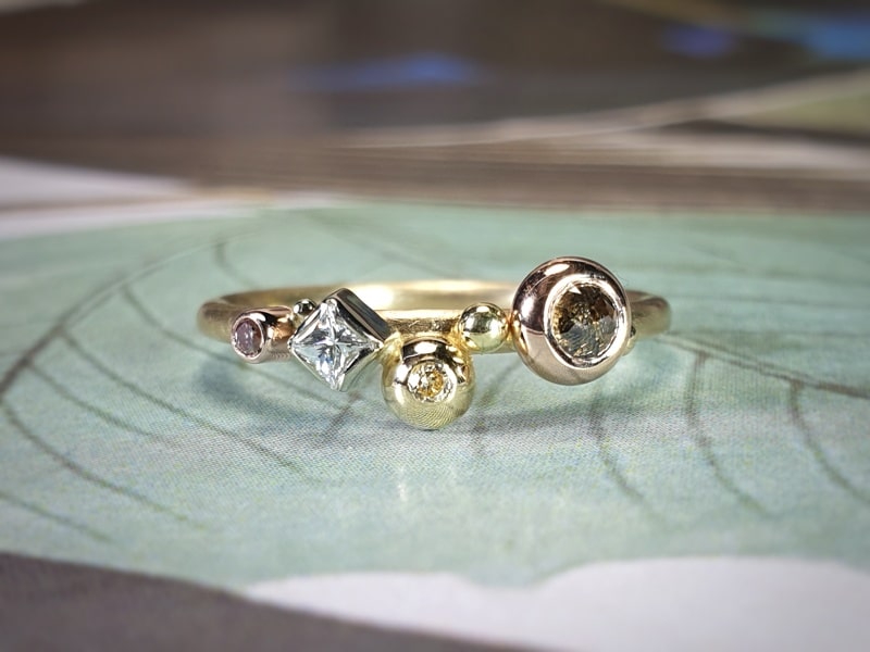 Verzameling ring verschillende soorten diamant