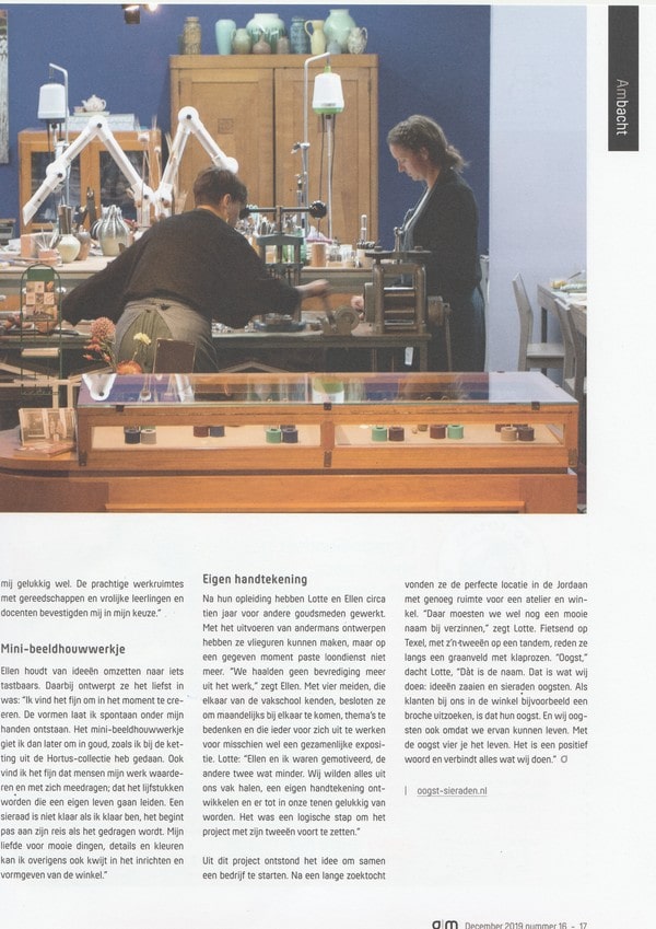 Oogst in de media, Antroposofie magazine dec 2019. Verhalen van goud en edelstenen.