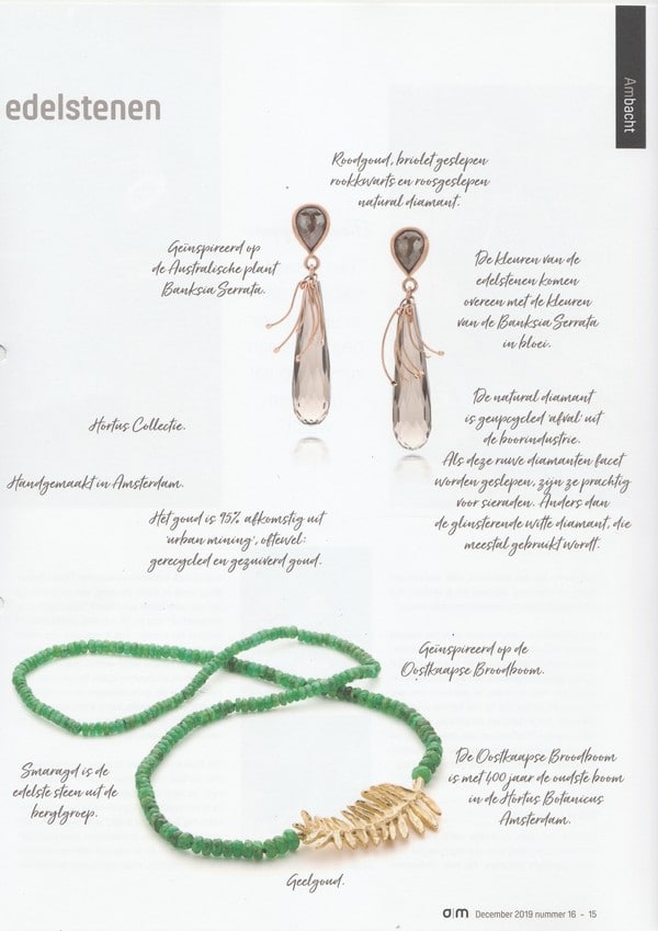 Oogst in de media, Antroposofie magazine dec 2019. Verhalen van goud en edelstenen.