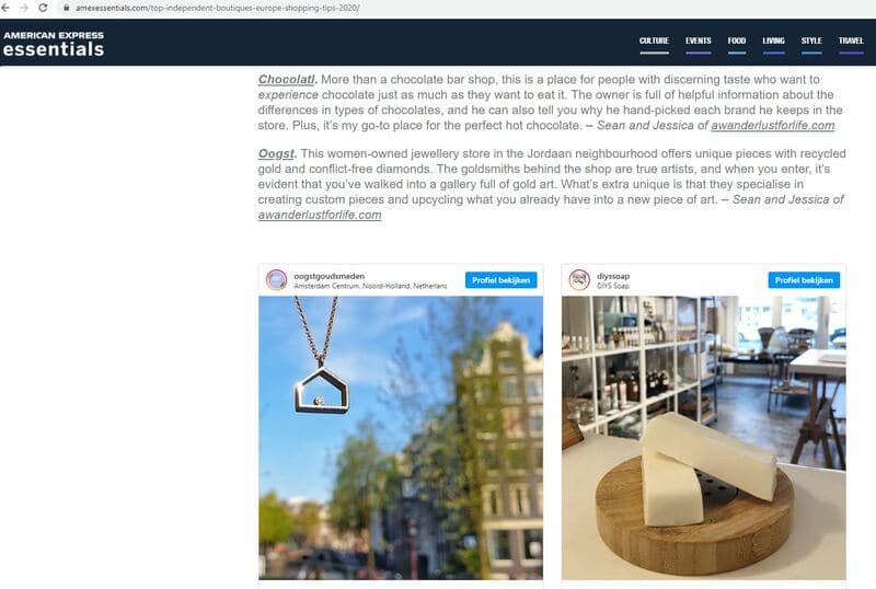 Oogst in Amex Essentials Top independent boutiques in Europe Shopping Tips, augustus 2020