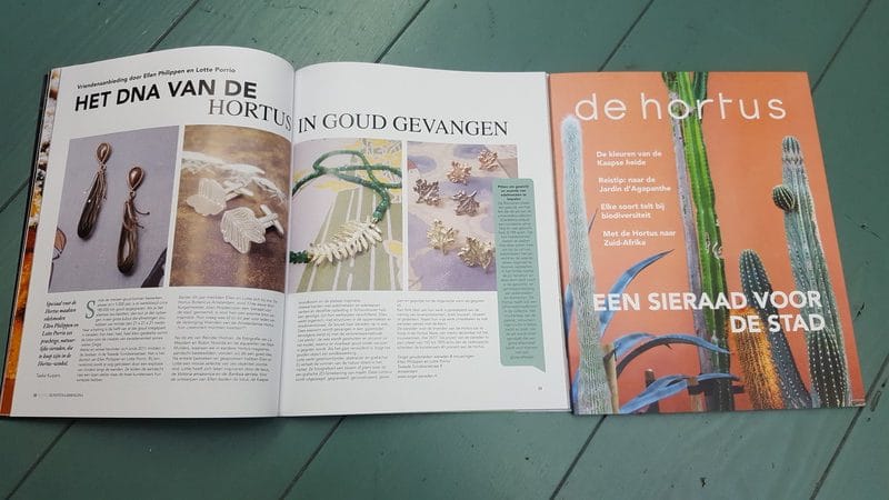 Oogst in de media,. In het Hortus Magazine, dec 2016, het DNA van de Hortus in goud gevangen