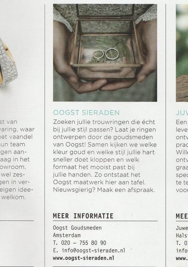 Oogst in de media, Trouwring magazine, bijlage Bruid & Bruidegom magazine 2019