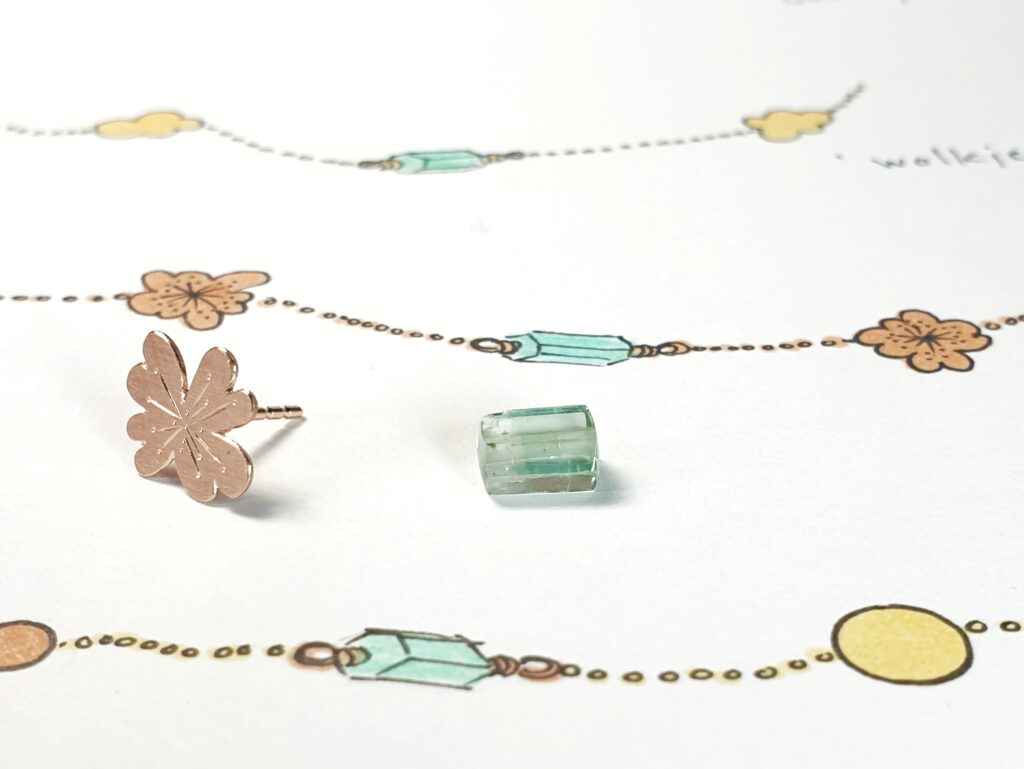Schets van een sieraad cadeau geven. Design van Oogst Sieraden in Amsterdam