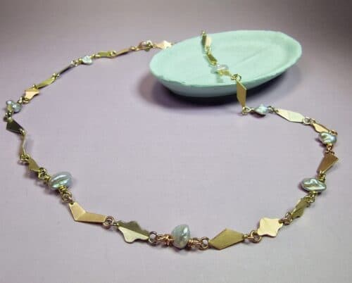 gouden collier vouwen & parels * geOogst