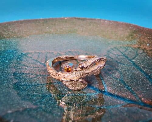 Roségouden Ring Takje met cognac diamant uit de Boomgaard serie van Oogst Goudsmeden.