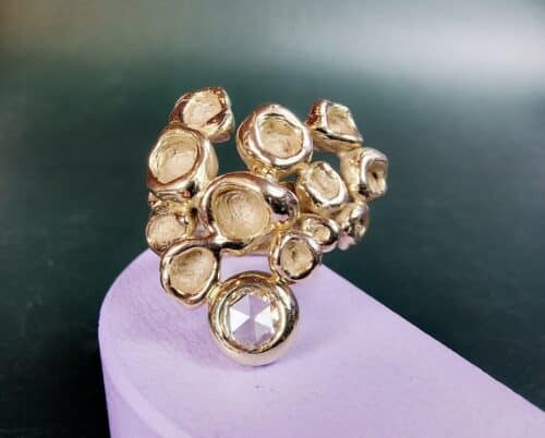 gouden ring perziken * roos diamant: geoogst